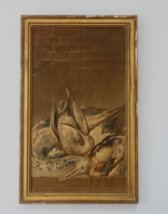 Panneau de tapisserie fine aux oiseaux fin XVIIIème siècle