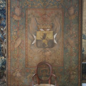 Importante toile peinte armoriée, Italie, XVIIIes