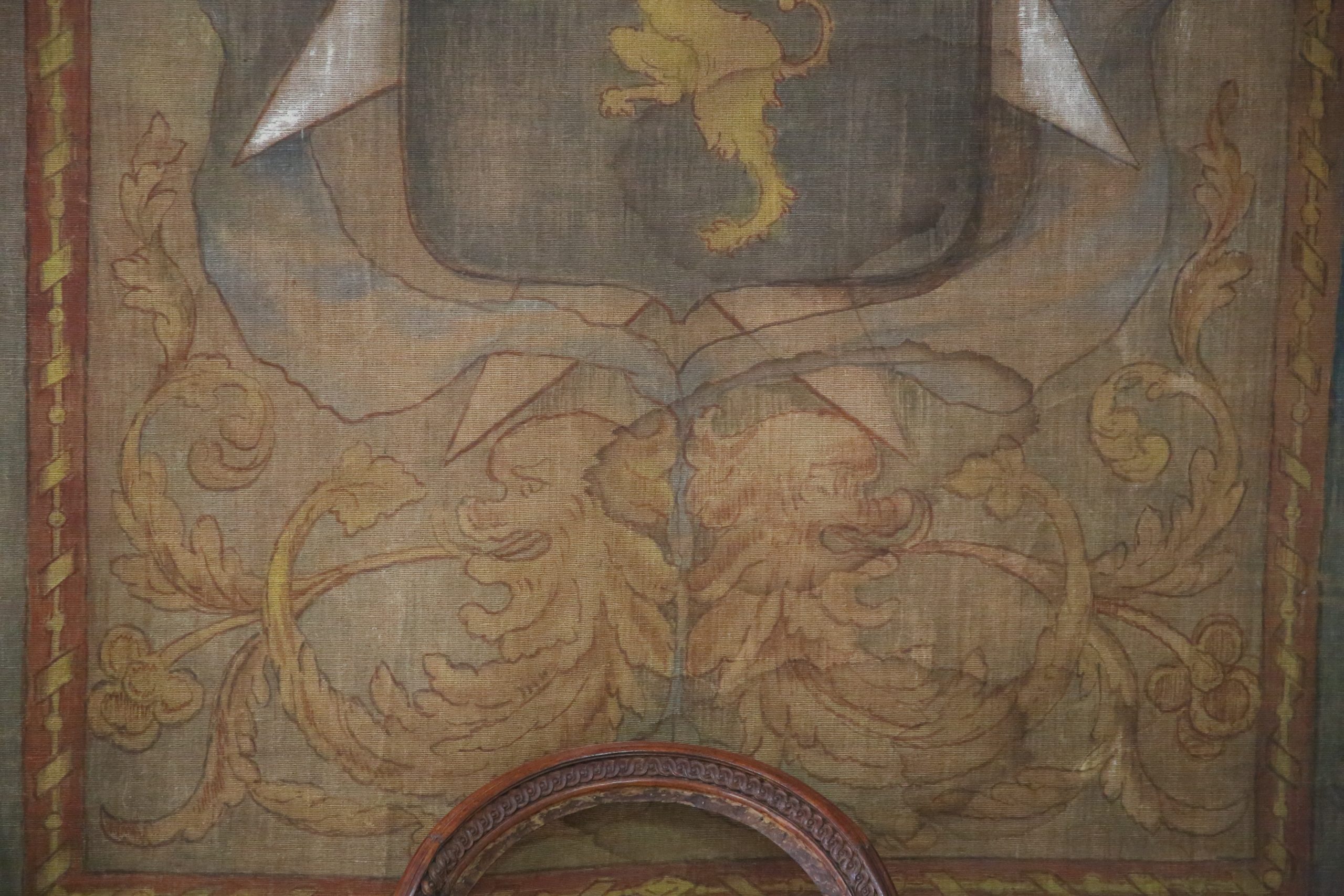 Importante toile peinte armoriée, Italie, XVIIIes