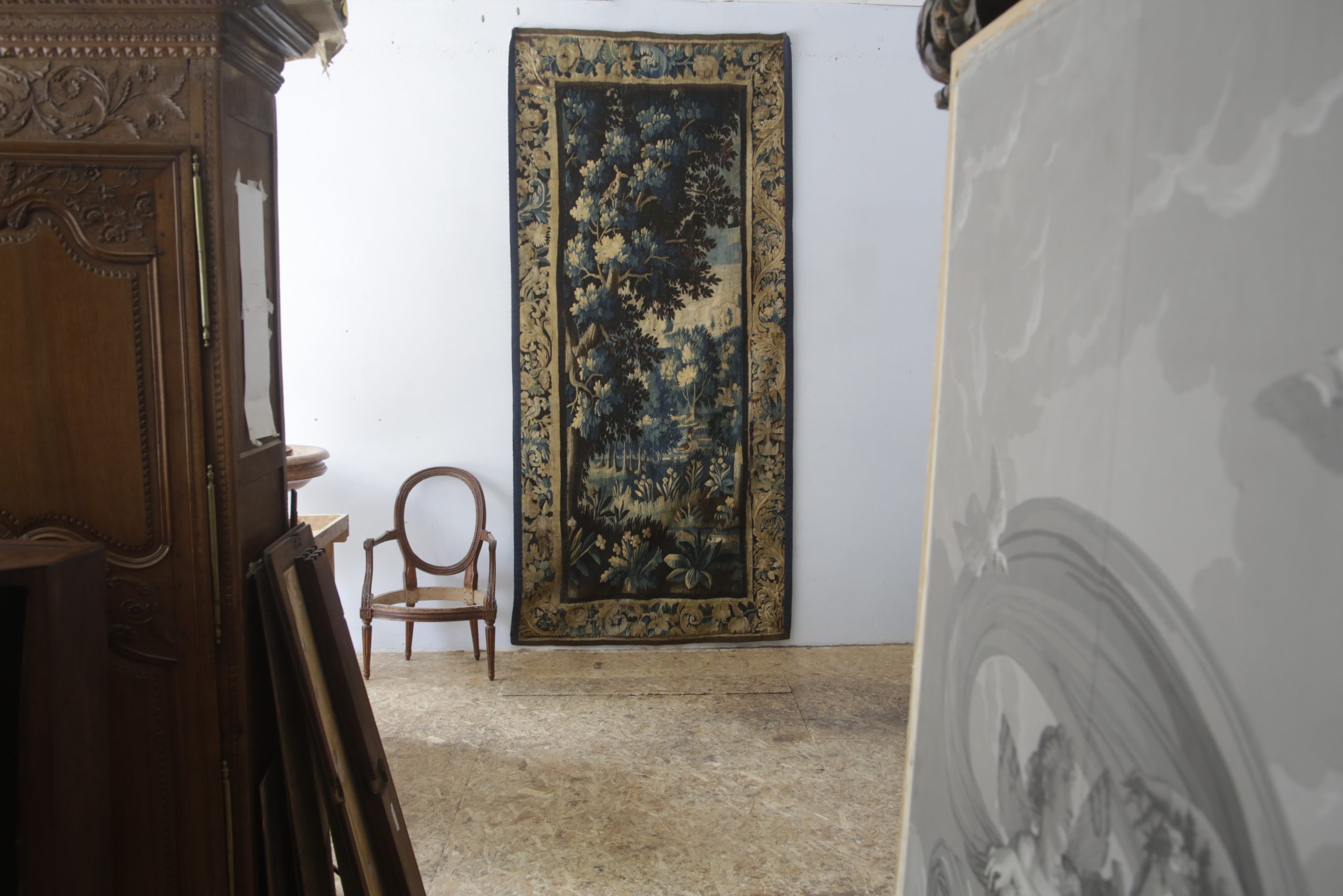 Tapisserie d’Aubusson, verdure du XVIIIe siècle