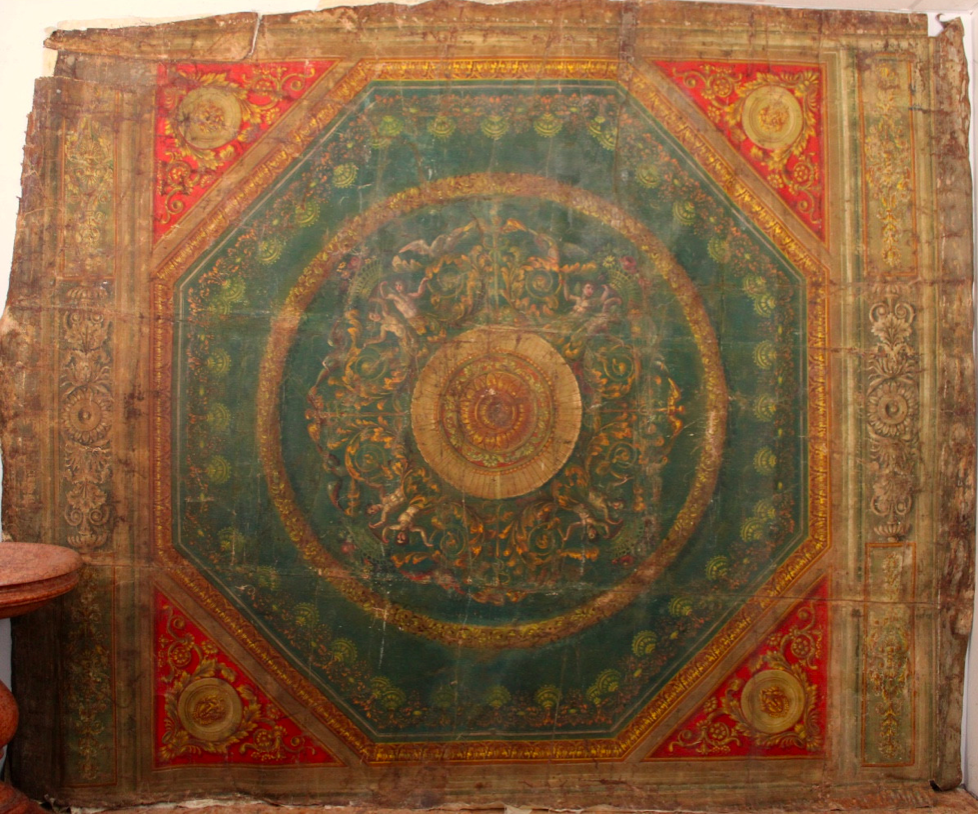 Importante toile peinte, plafond peint, Empire XIXe