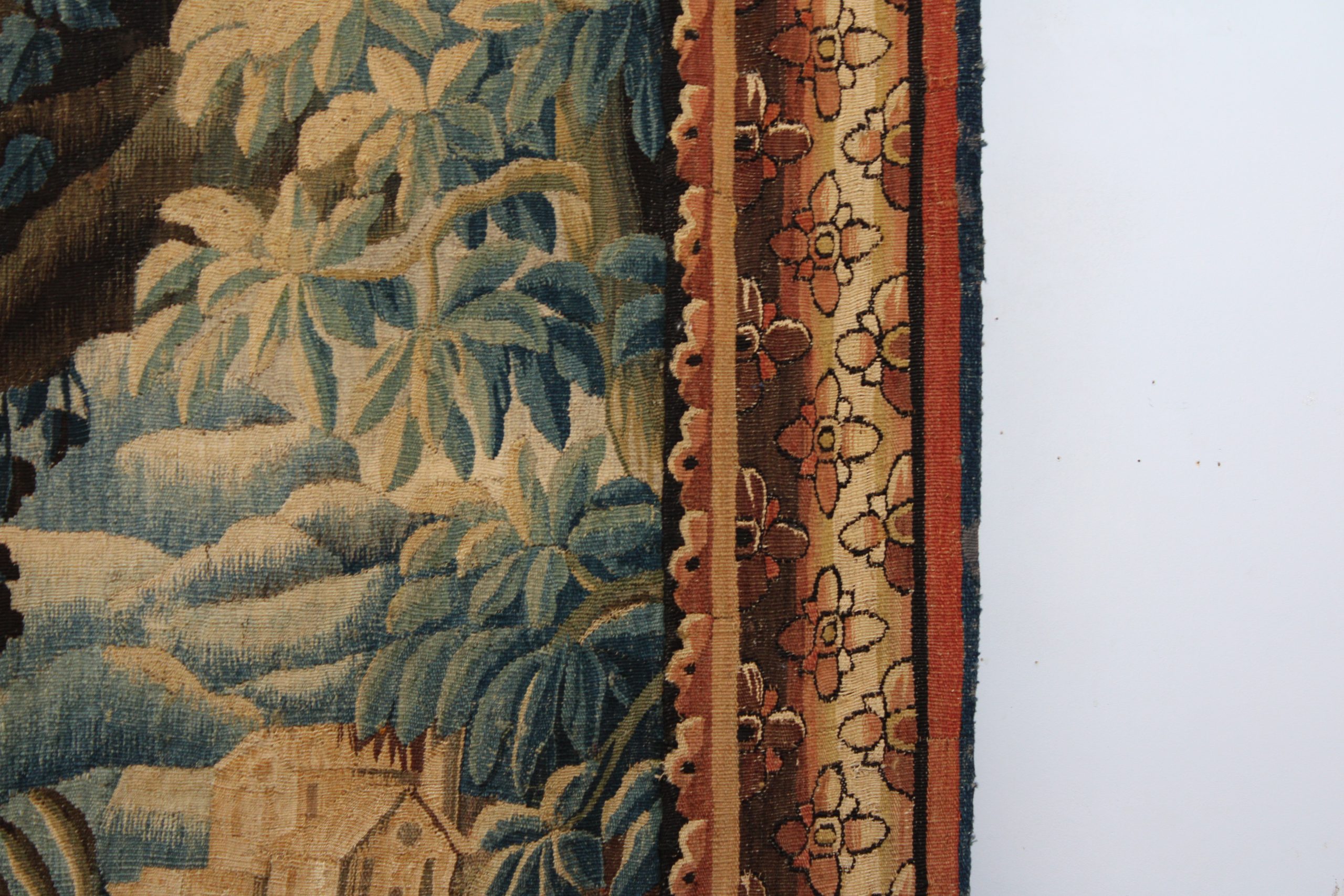 Tapisserie d'Aubusson "Paysage exotique au paon et à La pagode" XVIIIe." – Image 4