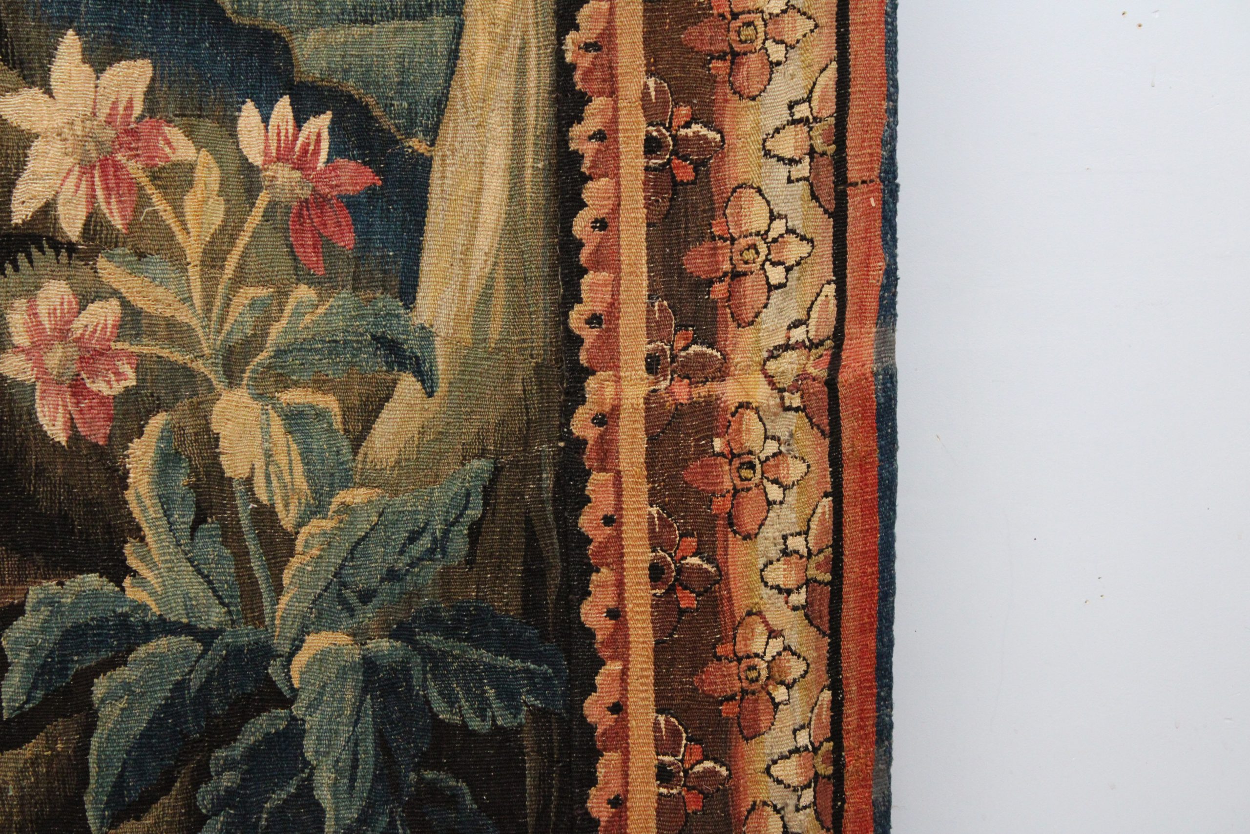 Tapisserie d'Aubusson "Paysage exotique au paon et à La pagode" XVIIIe." – Image 3