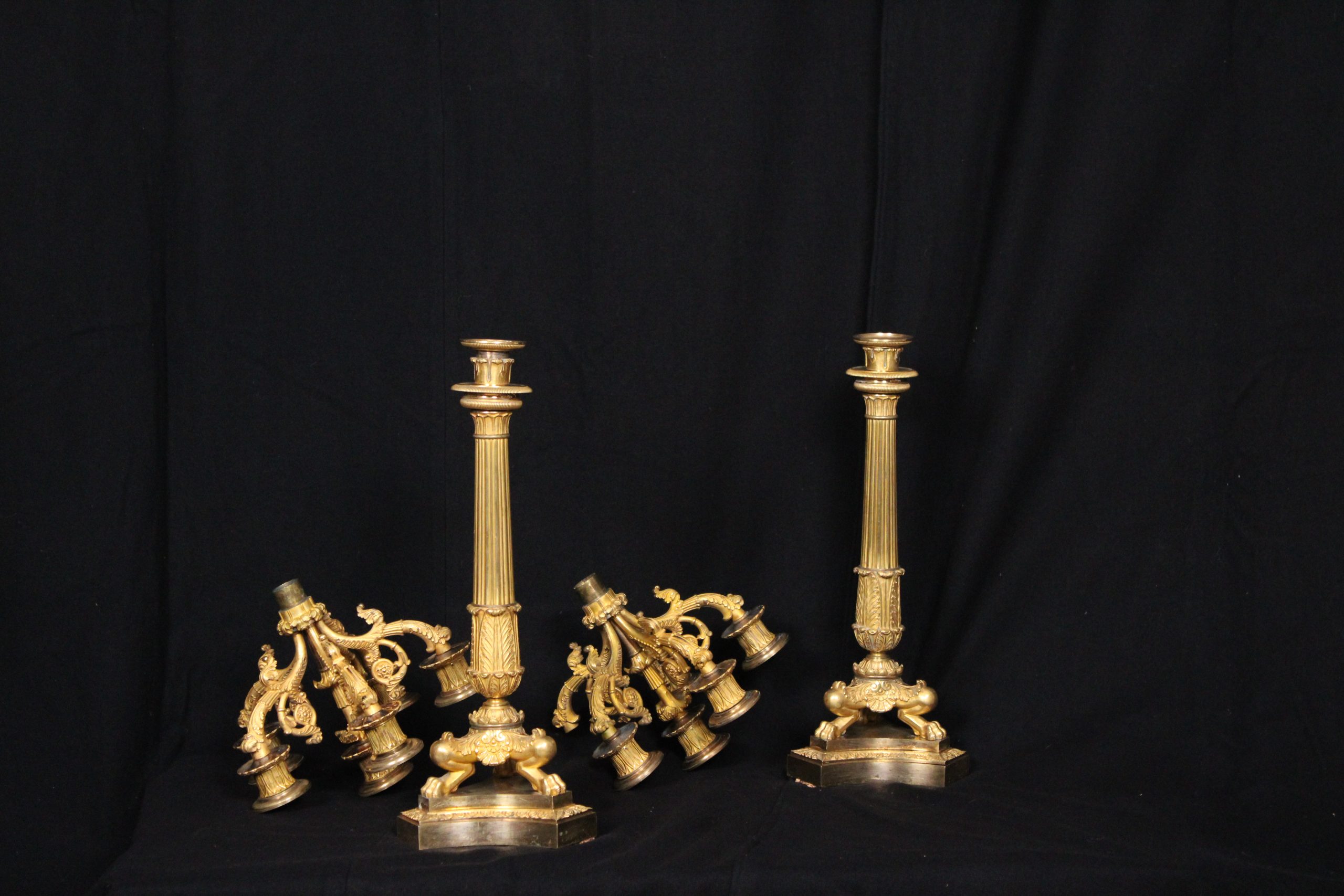 Paire de candélabres à 6 lumières, en bronze doré, d'époque XIXe Charles X – Image 2