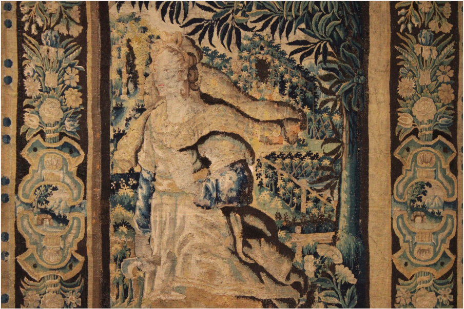 Tapisserie de laine et de soie animée par la déesse Cérès, ouvrage tissé dans un atelier flamand d'Audenarde dans la 1ère moitié du XVIIe siècle.