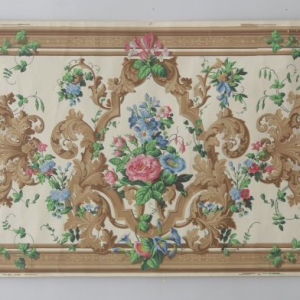 Lé de papier peint oiseaux et fleurs XIXe