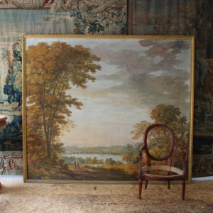 Grande toile peinte dans le goût Hubert Robert, début XXe