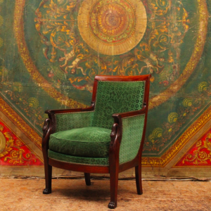Bergère en acajou aux cygnes, époque Empire vers 1810
