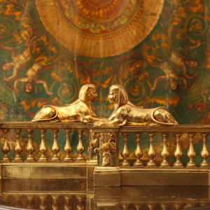 Paire de chenets en bronze doré d’époque Empire, XIXe s