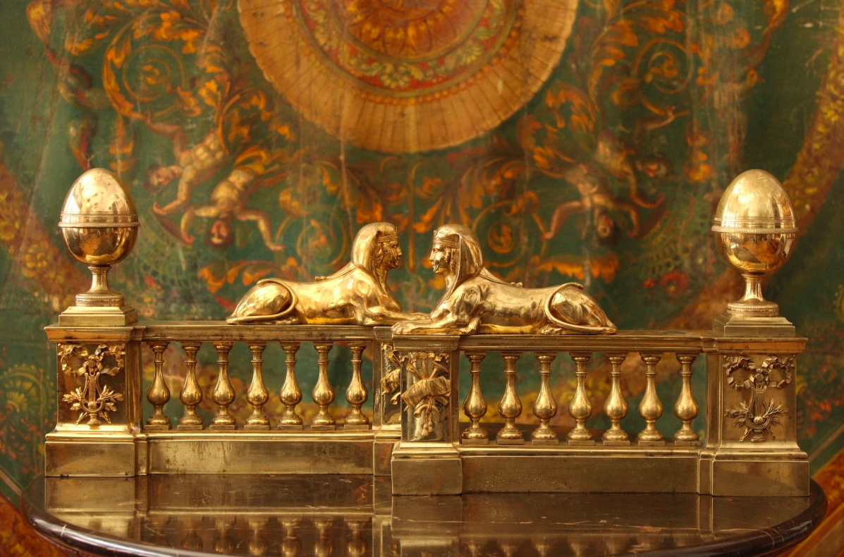 Paire de chenets en bronze doré d’époque Empire, XIXe s