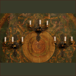 Suite de 3 appliques en bronze patiné et doré de style Empire, XXe siècle