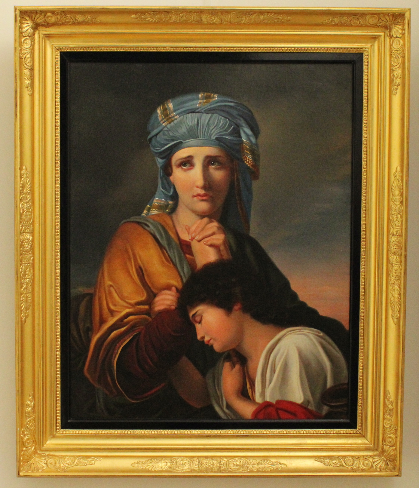 Tableau, peinture, huile sur toile d'après François-Joseph Navez (1787-1869) "Agar et Ismaël"