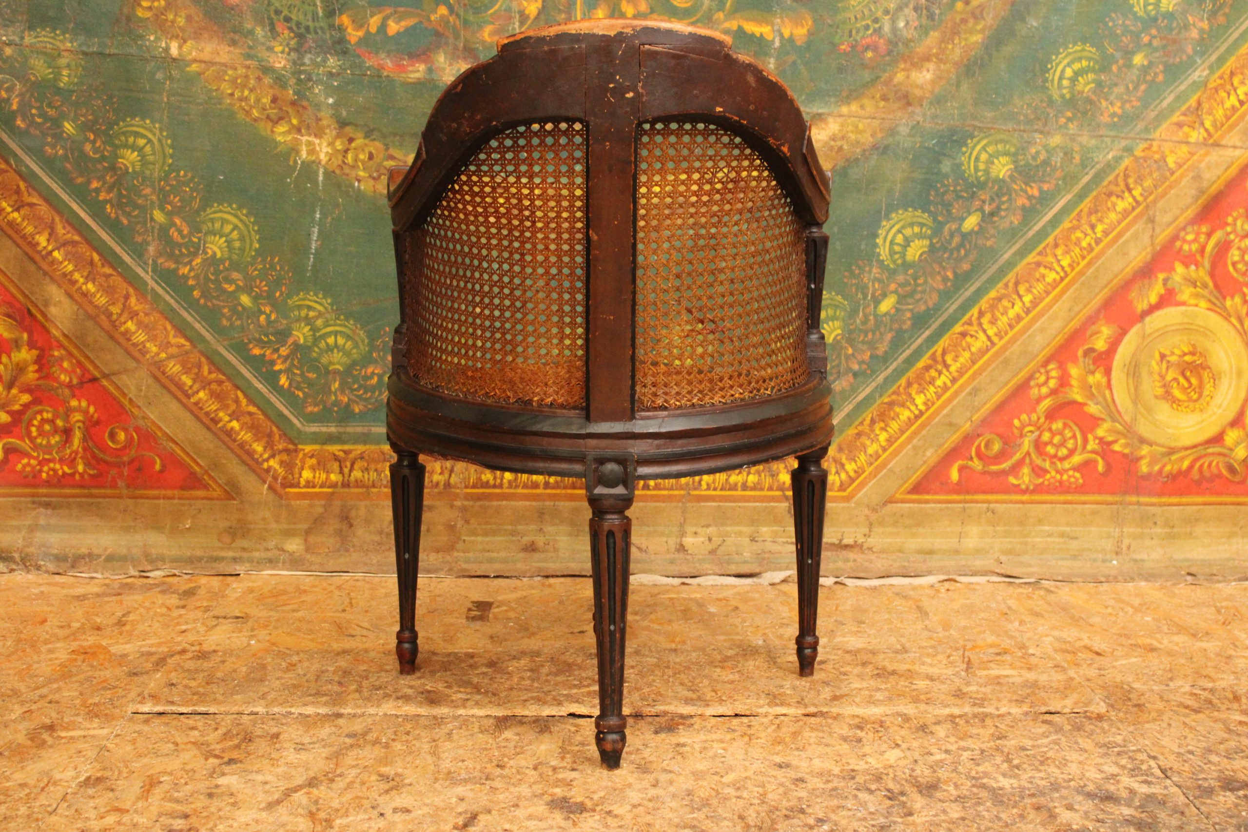 Fauteuil de bureau canné dit 'Couillard' en merisier laqué noir, époque Louis XVI – Image 7