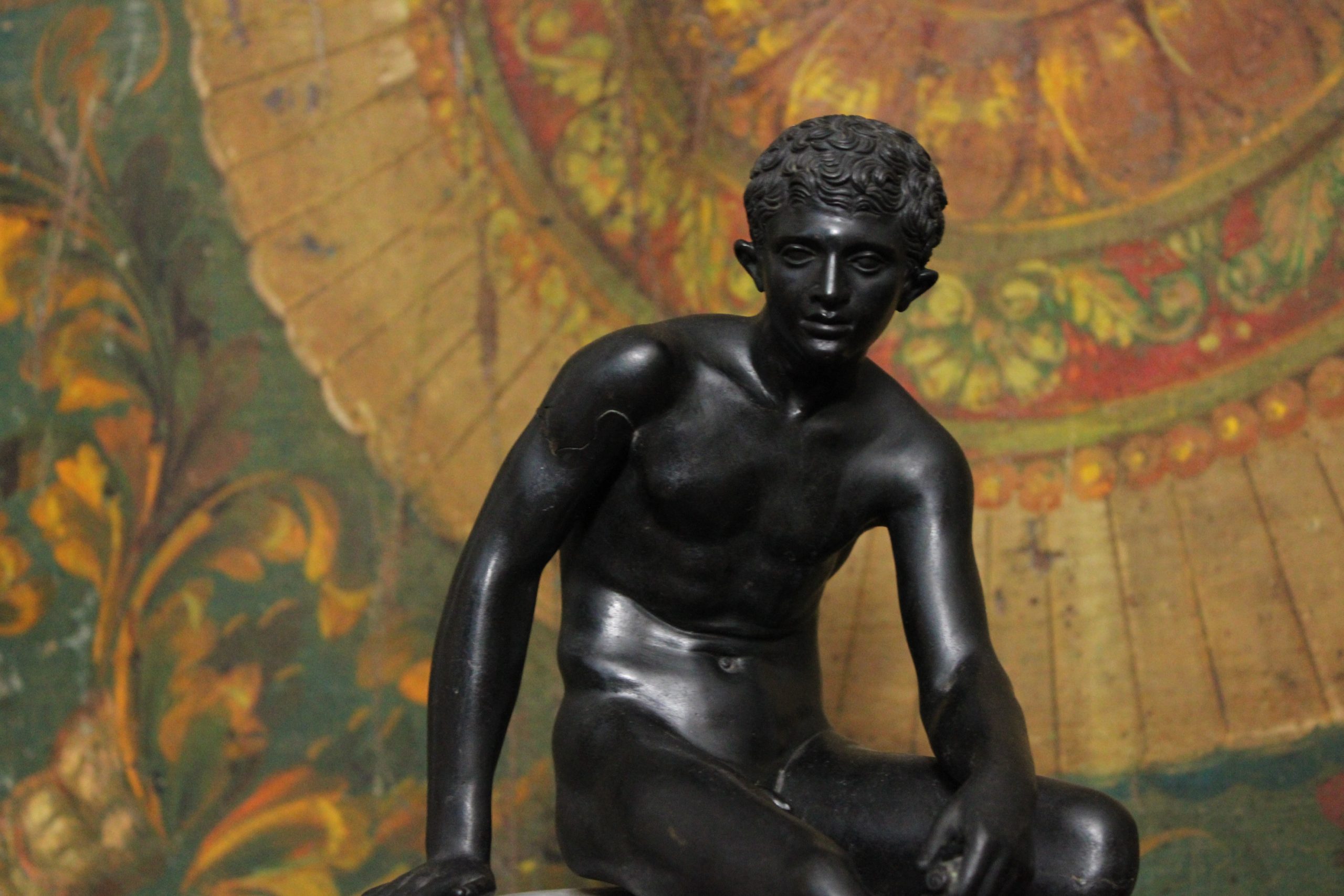 Hermès en bronze sur socle en marbre d'après l'antique "Hermès assis", XIXe s – Image 2