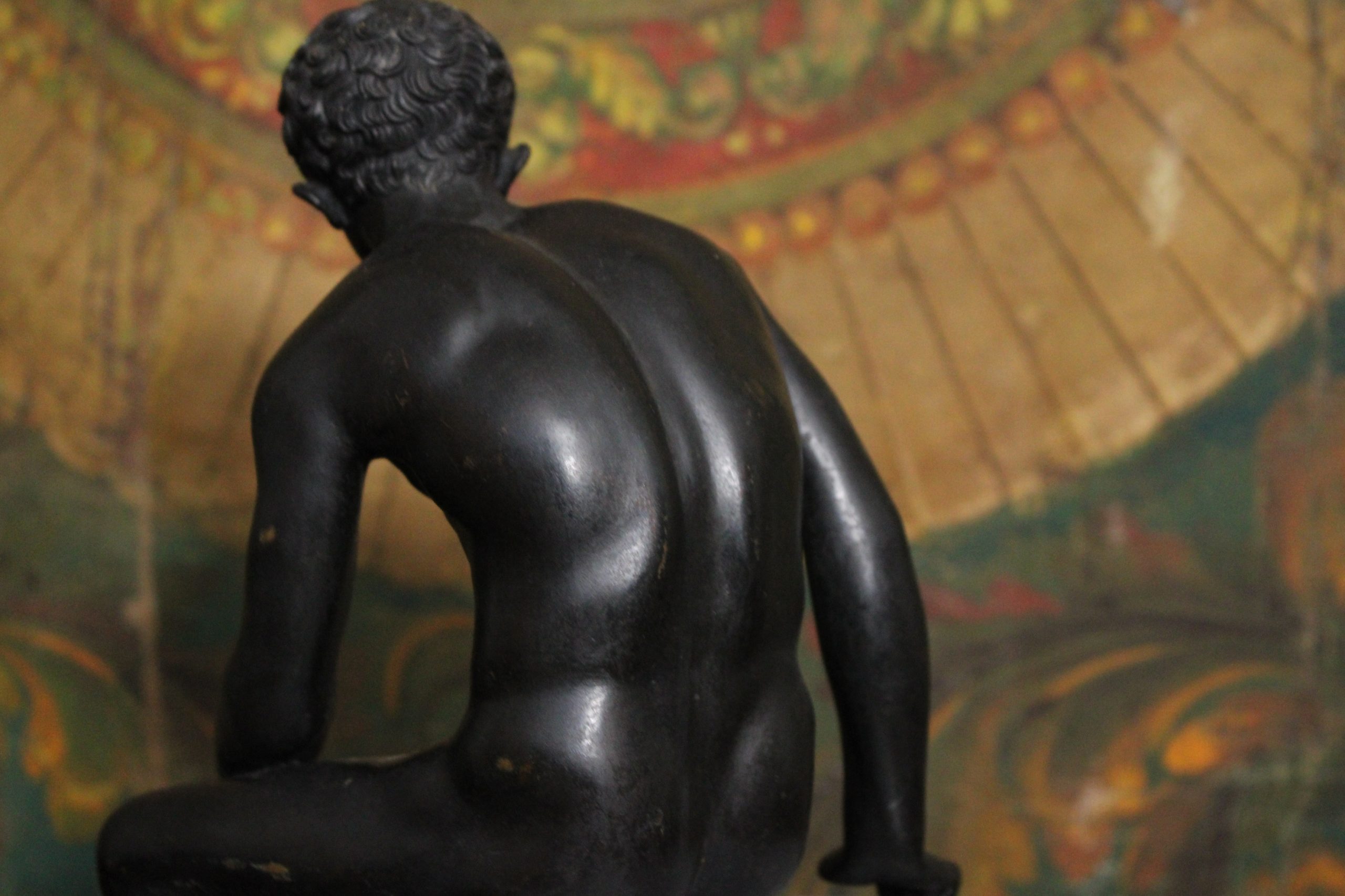 Hermès en bronze sur socle en marbre d'après l'antique "Hermès assis", XIXe s – Image 3