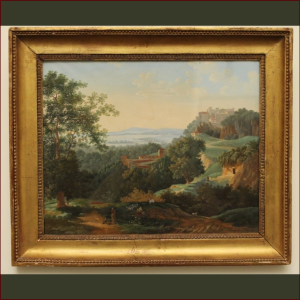 Gouache, paysage d'Arcadie, néoclassique 1ère moitié du XIXe siècle