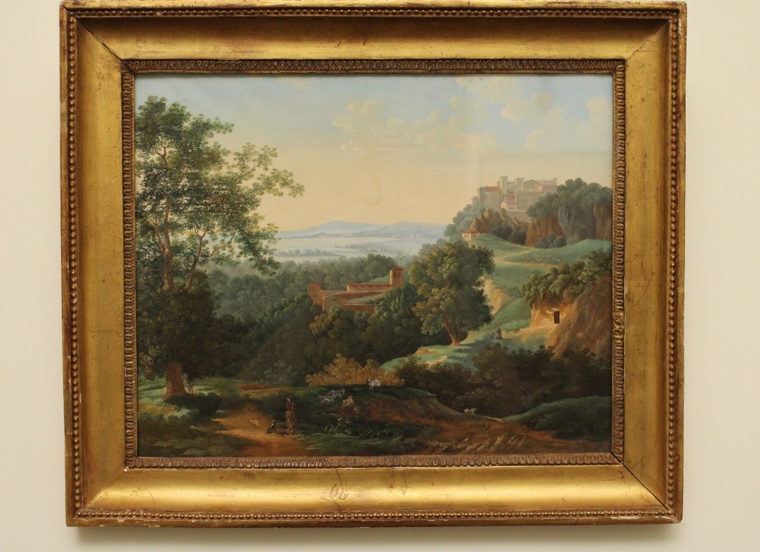 Gouache, paysage d'Arcadie, néoclassique 1ère moitié du XIXe siècle