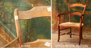 Restauration d'un fauteuil paillé