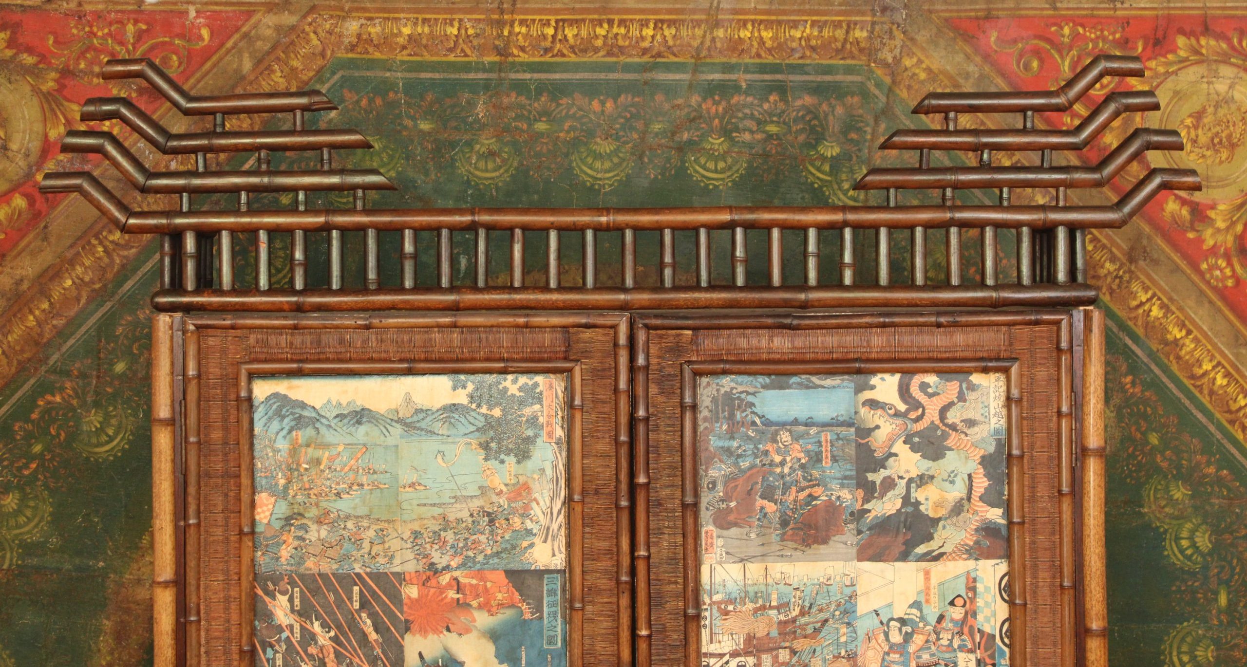 Armoire en bambou et rotin dans le goût de la Maison des Bambous de Perret & Vibert, vers 1900