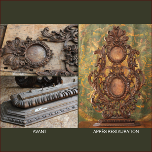 Restauration complète d'un porte reliquaire en tilleul sculpté du XVIIIe siècle